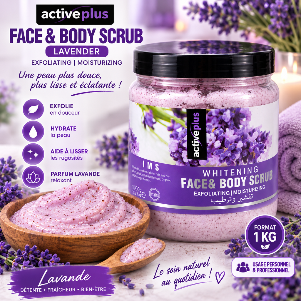 ActivePlus Gommage Visage & Corps à la Lavande 1 kg – Face & Body Scrub Exfoliant