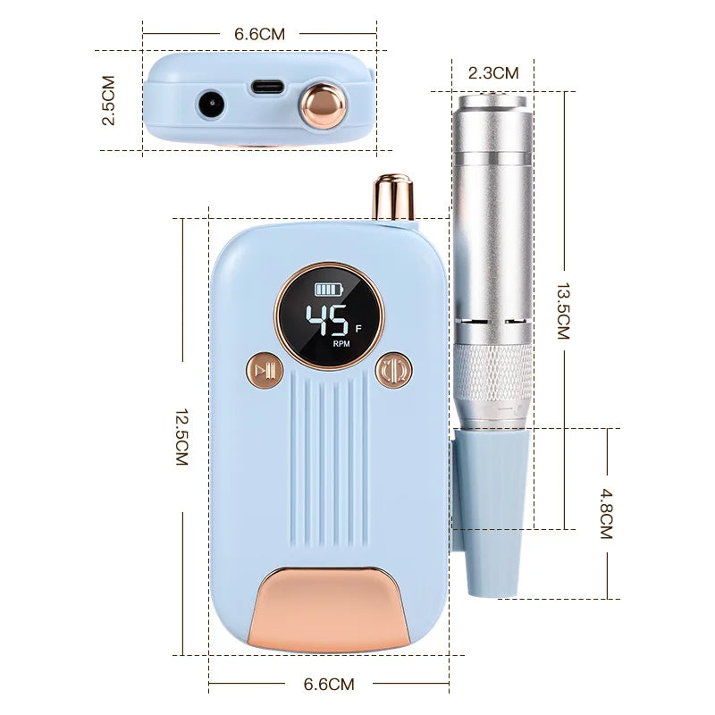 Ponceuse à Ongles Professionnelle 45 000 tr/min – Perceuse Électrique Portable Rechargeable Avec 8 Embouts