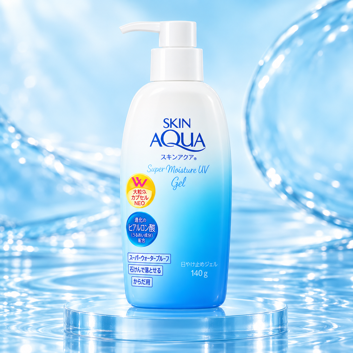 Skin Aqua Super Moisture UV Gel SPF50+ PA++++ – Gel Solaire Hydratant Visage & Corps 140 g
