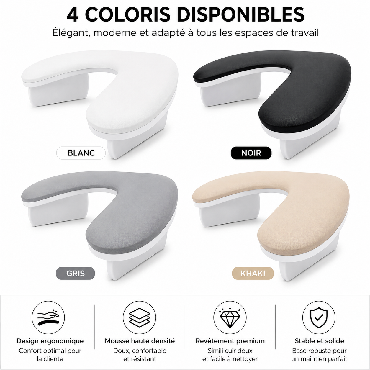 Repose-Main Ergonomique Professionnel pour Manucure – Support Confort Nail Art (4 Coloris Disponibles)