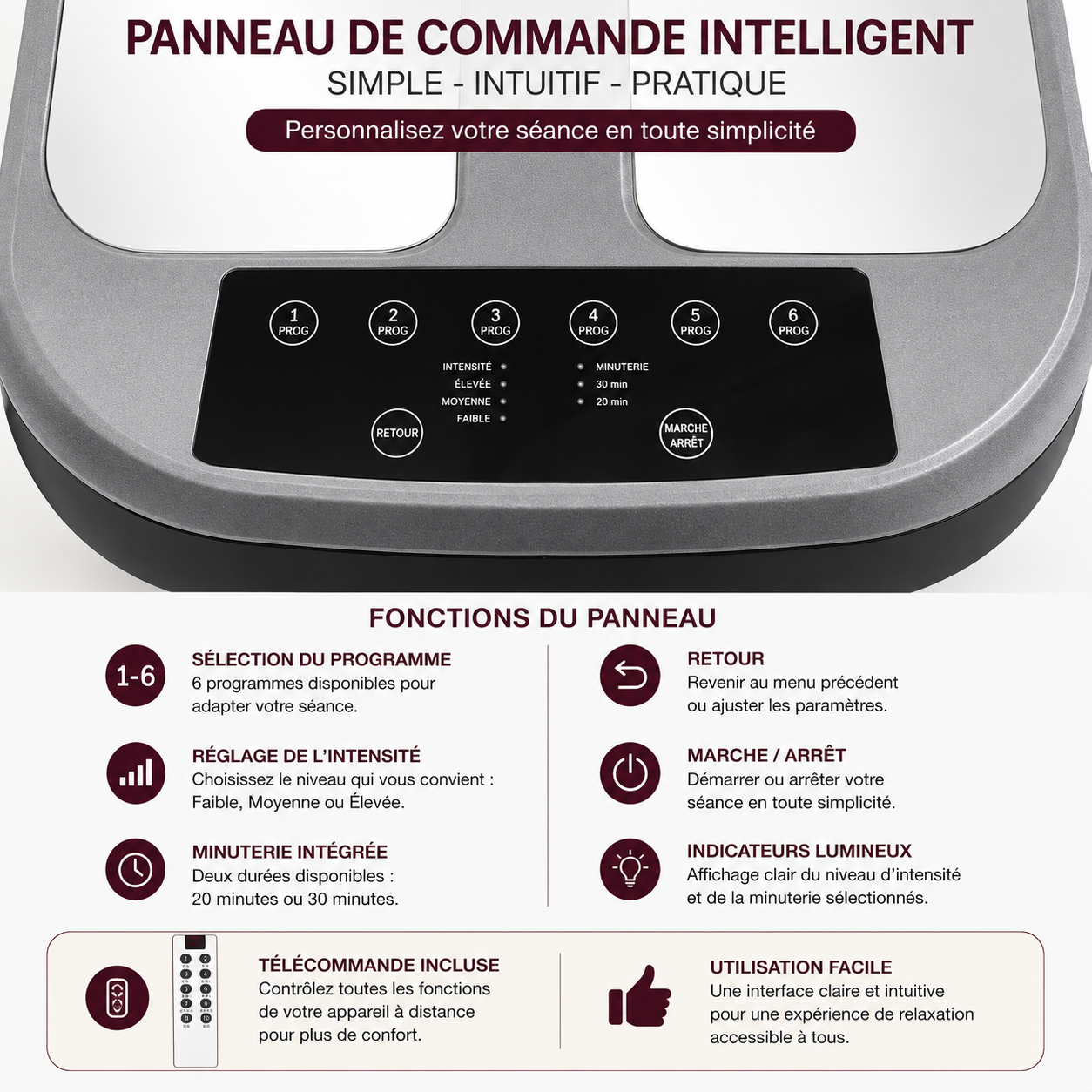 Plateforme de Relaxation des Pieds P90 avec Télécommande – Programmes et Intensité Réglables