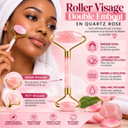 Roller Visage Double Embout en Quartz Rose – Rouleau de Massage Facial