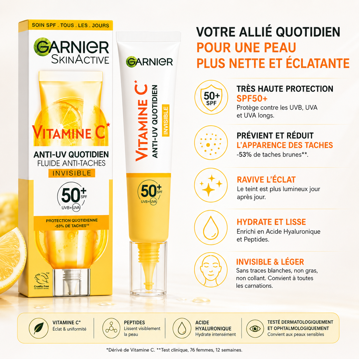 Garnier Vitamine C Fluide Anti-UV Quotidien Invisible SPF50+ – 40 ml