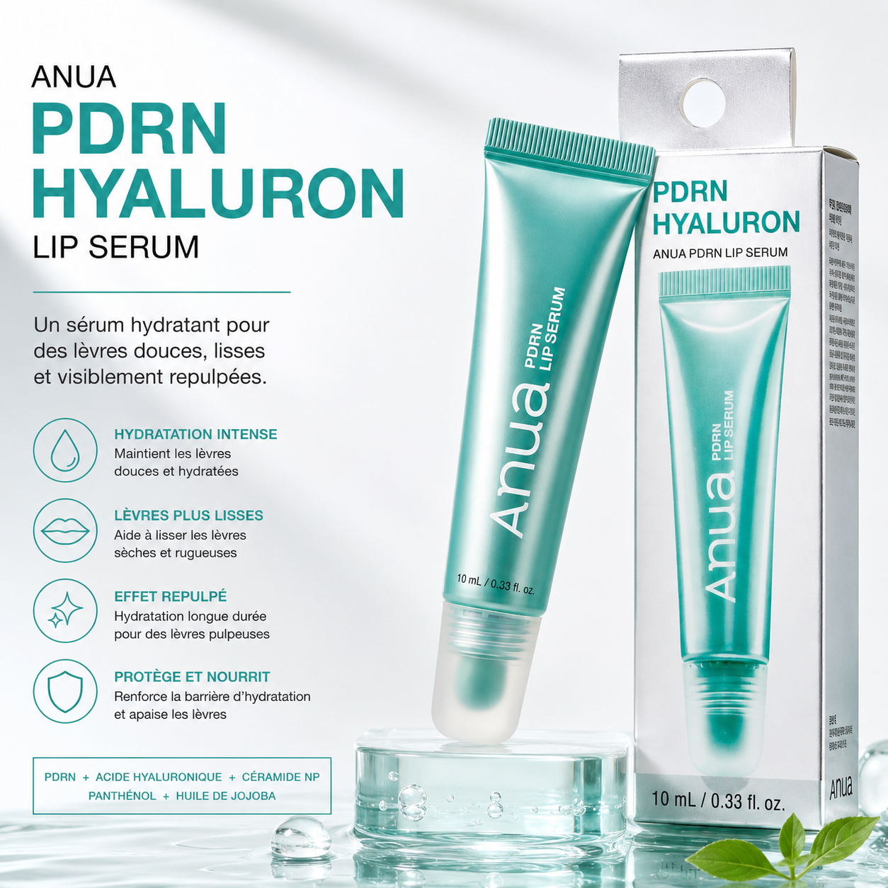 ANUA PDRN Hyaluron Lip Serum – Sérum Hydratant Lèvres au PDRN &amp; Acide Hyaluronique – 10 ml