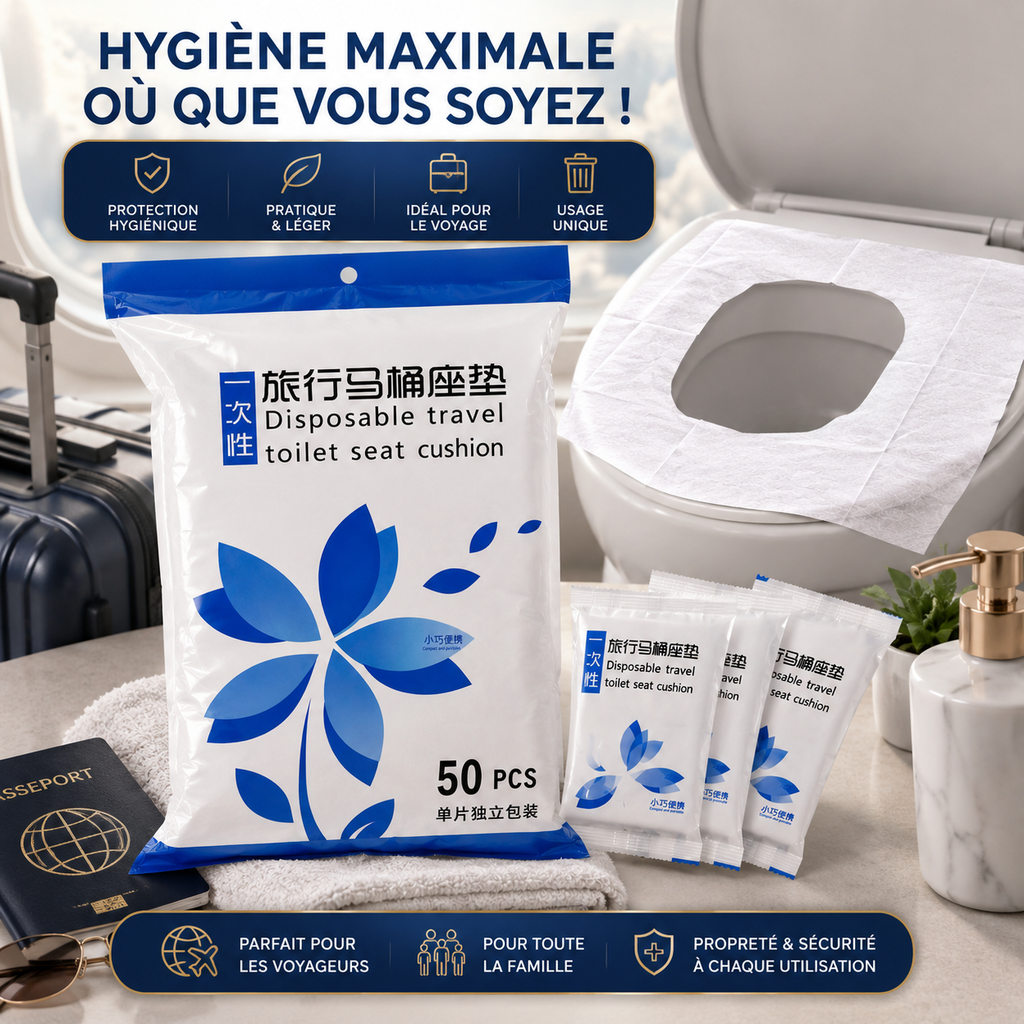 Protège-Abattant WC Jetable 50 Pièces – Protection Hygiénique Individuelle