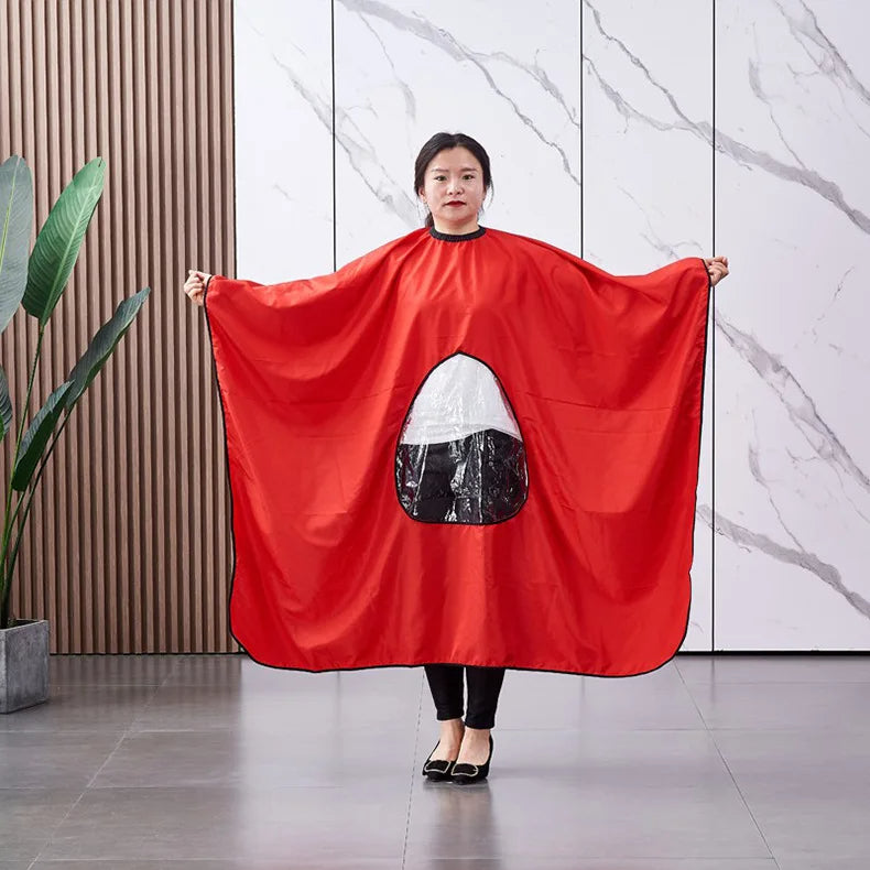 Cape de Coiffeur Professionnelle Imperméable avec Fenêtre de Visualisation pour Téléphone