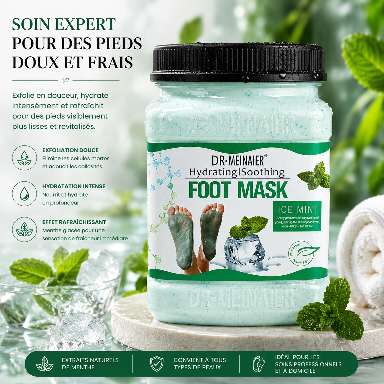 Dr.Meinaier Masque Exfoliant Pieds Ice Mint – Hydratation & Élimination des Callosités – 500ml