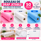 Rouleau Drap Jetable Table de Massage 50 Feuilles 60 x 180 cm - Rose Blanc Bleu