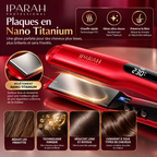 IPARAH Nano Titanium P-108 – Lisseur Professionnel à Plaques Larges 43 mm avec Écran Digital – Rouge