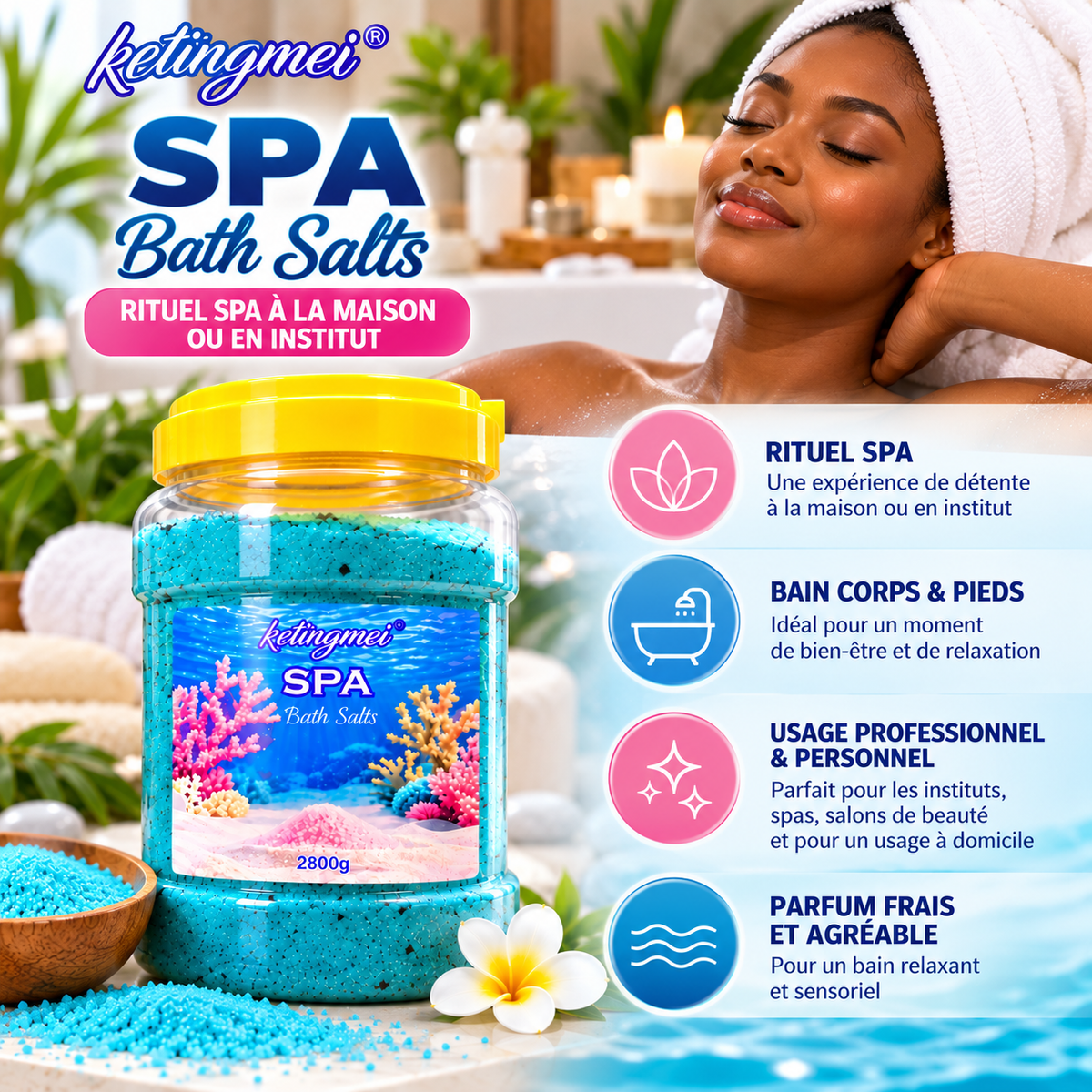 Ketingmei SPA Bath Salts 2,8 kg – Sels de Bain Corps & Pieds Grand Format