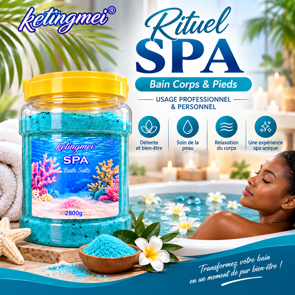 Ketingmei SPA Bath Salts 2,8 kg – Sels de Bain Corps & Pieds Grand Format