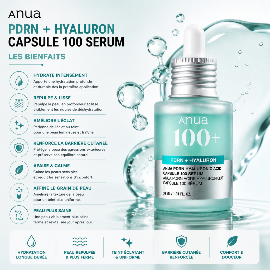 ANUA PDRN Hyaluronic Acid Capsule 100 Serum – Sérum Hydratant Repulpant – 30 ml