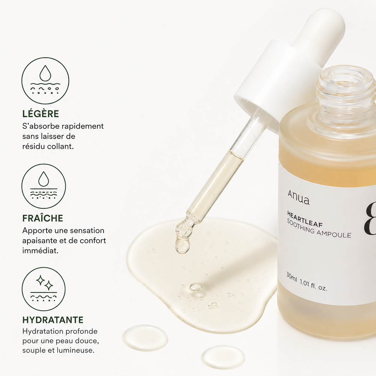 ANUA Heartleaf 80% Moisture Soothing Ampoule – Sérum Apaisant Hydratation Intense