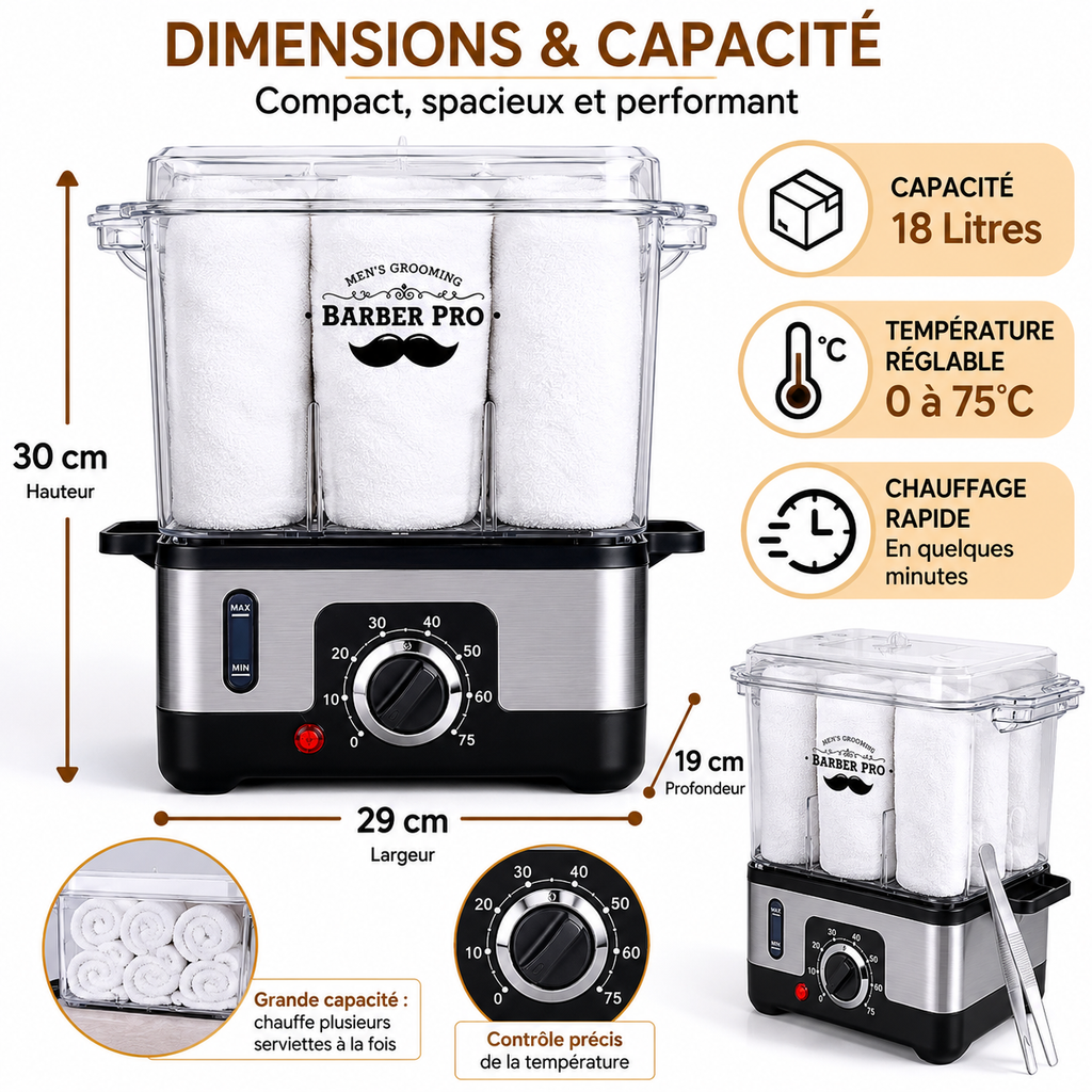 Chauffe-Serviettes Professionnel Spa & Institut – Stérilisateur de Serviettes Chaudes 18L avec Température Réglable