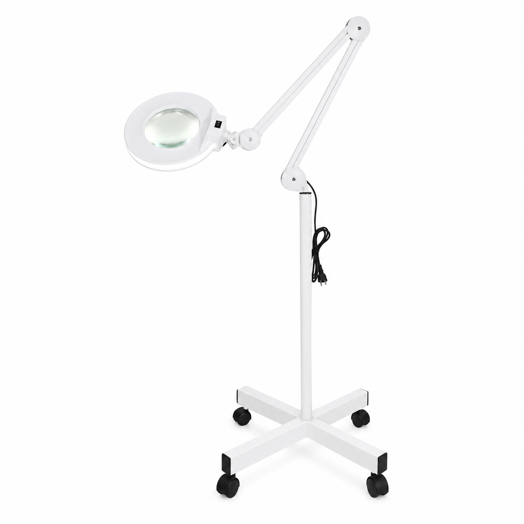 Lampe Loupe LED Professionnelle sur Pied à Roulettes – Grossissement jusqu’à 10X pour Esthétique et Soins