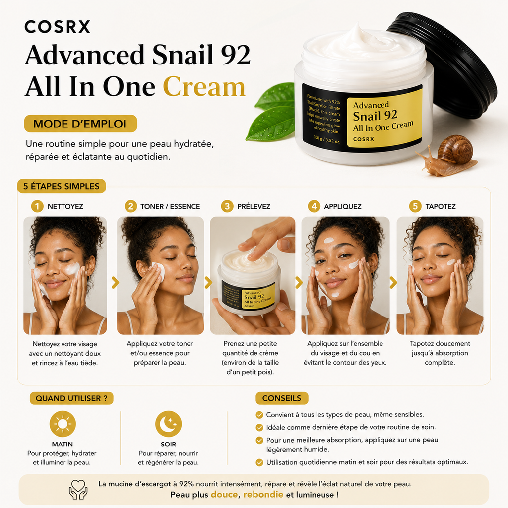 COSRX Advanced Snail 92 All In One Cream – Crème Réparatrice 100g