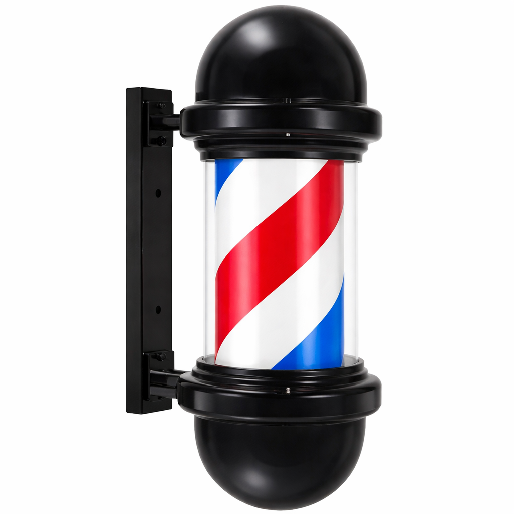 Mini Barber Pole Lumineux LED Rotatif – Enseigne Murale Compacte pour Salon de Coiffure & Barbier