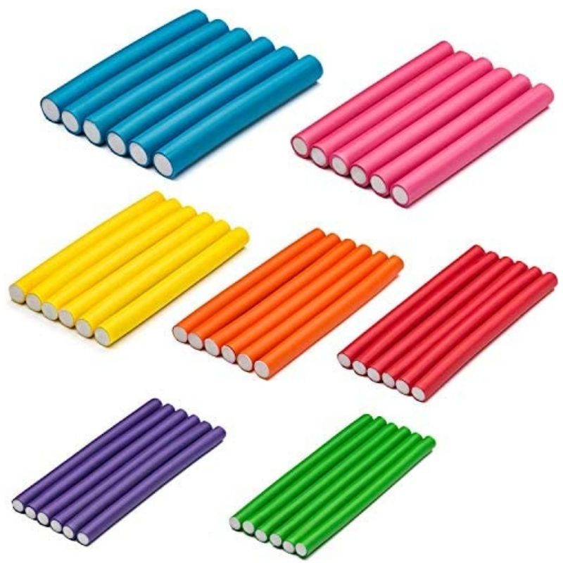 Lot de 10 - Bigoudis Flexibles en mousse sans chaleur - Flexi Rods 1.4 cm