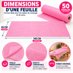 Rouleau Drap Jetable Table de Massage 50 Feuilles 60 x 180 cm - Rose Blanc Bleu