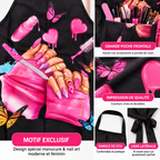 Tablier Prothésiste Ongulaire Noir avec Poche – Manucure, Pédicure &amp; Nail Art