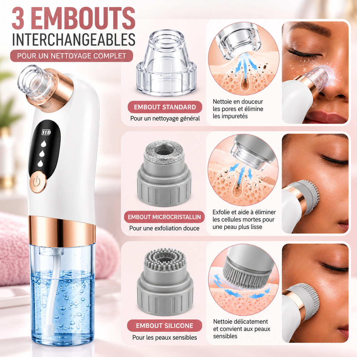 Appareil Nettoyant Visage à Microbulles – Aspirateur de Pores et Points Noirs Rechargeable USB