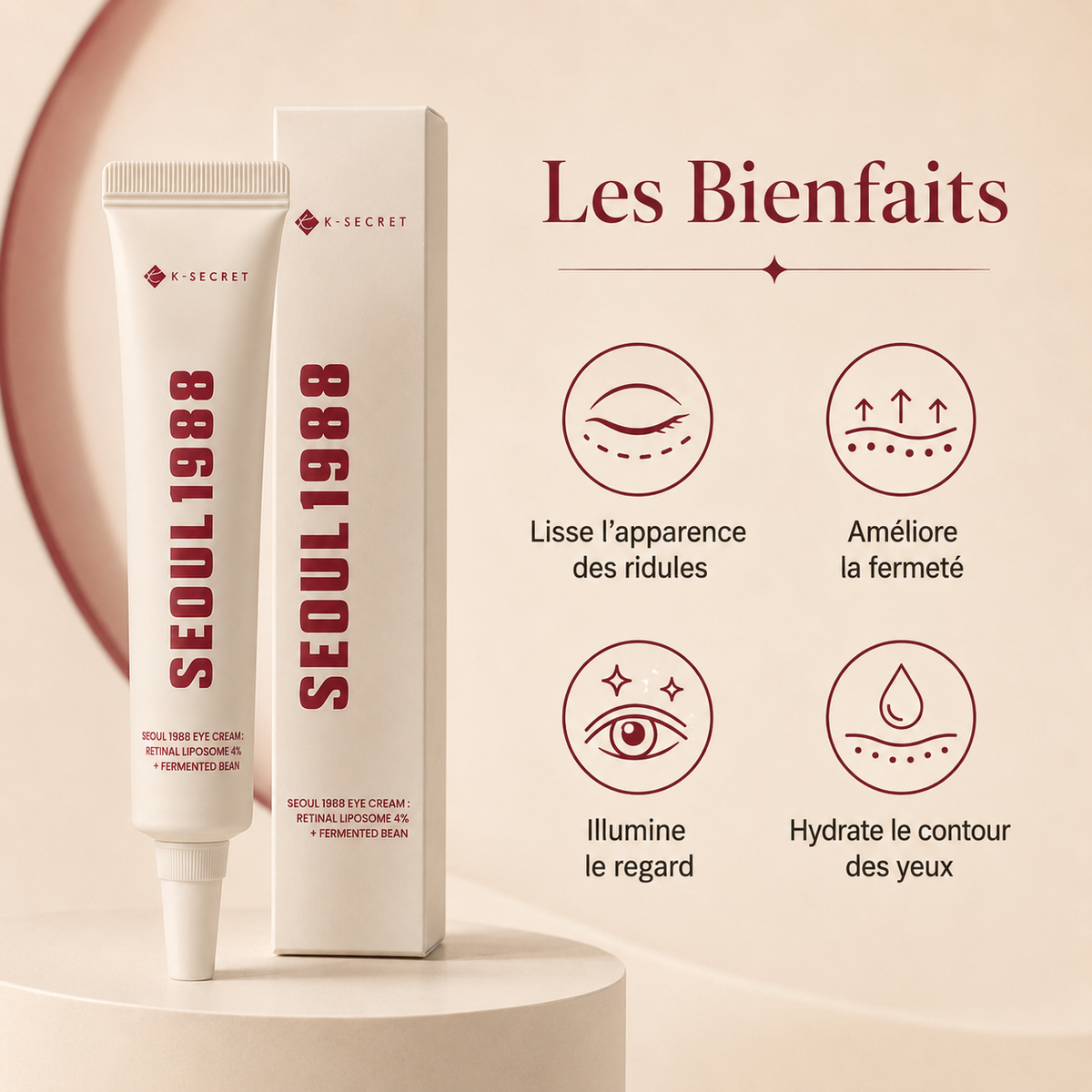 K-SECRET Seoul 1988 Eye Cream 30 ml – Crème Contour des Yeux au Rétinal Liposomé et Soja Fermenté