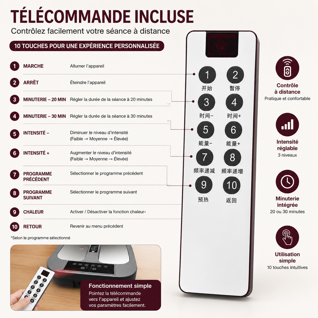 Plateforme de Relaxation des Pieds P90 avec Télécommande – Programmes et Intensité Réglables