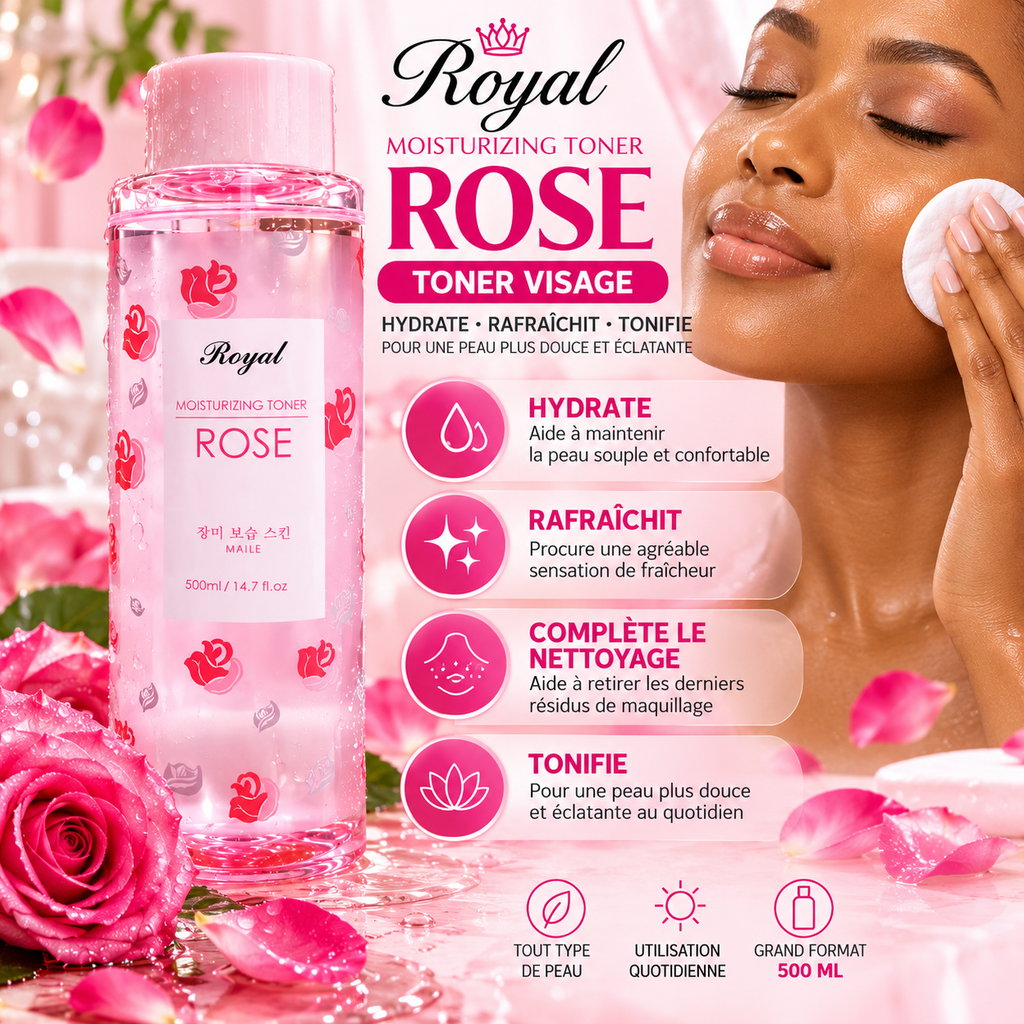 Royal Moisturizing Toner Rose 500 ml – Toner Visage Hydratant à la Rose