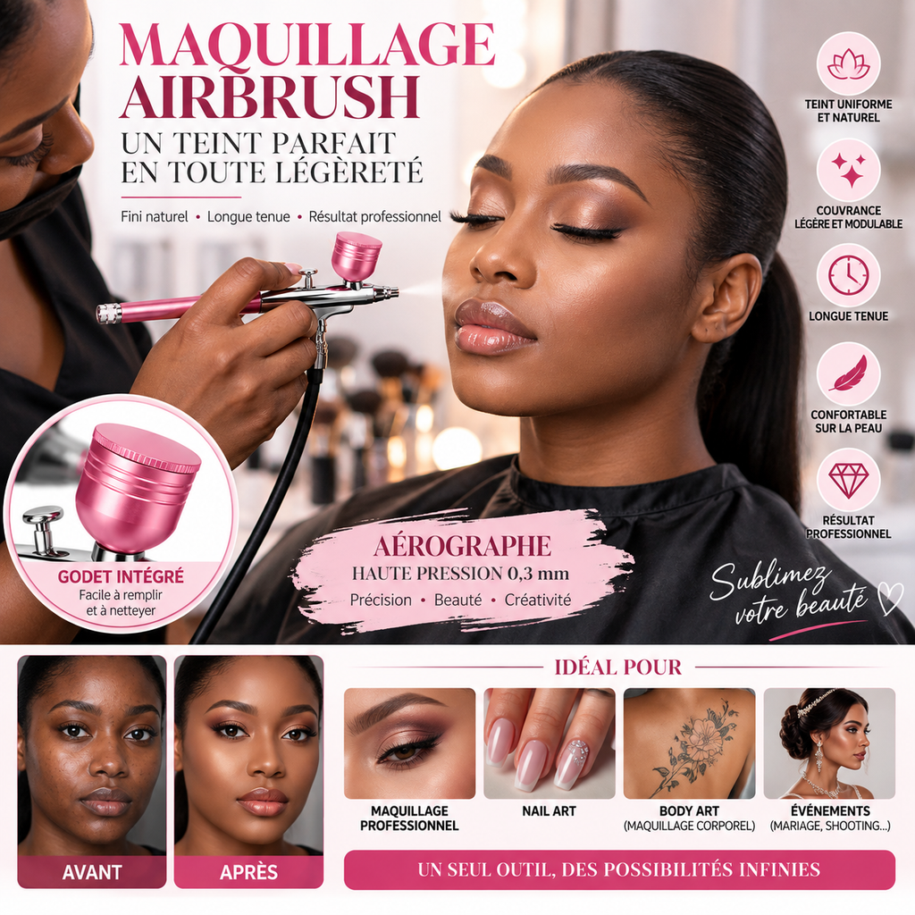 Aérographe Haute Pression 0,3 mm avec Godet – Airbrush Maquillage, Nail Art & Peinture