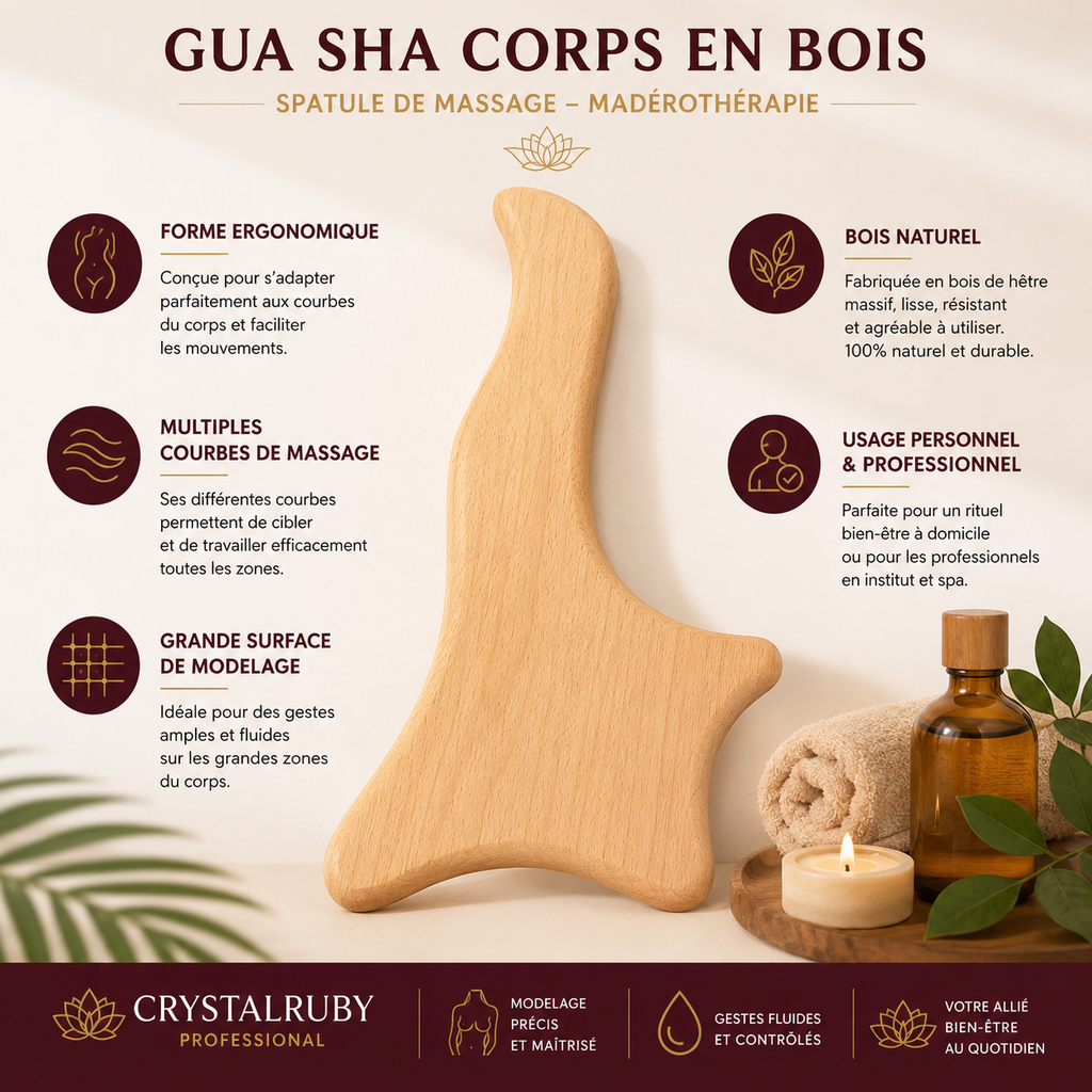 Gua Sha Spatule de Massage en Bois Forme Hache – Madérothérapie Corps