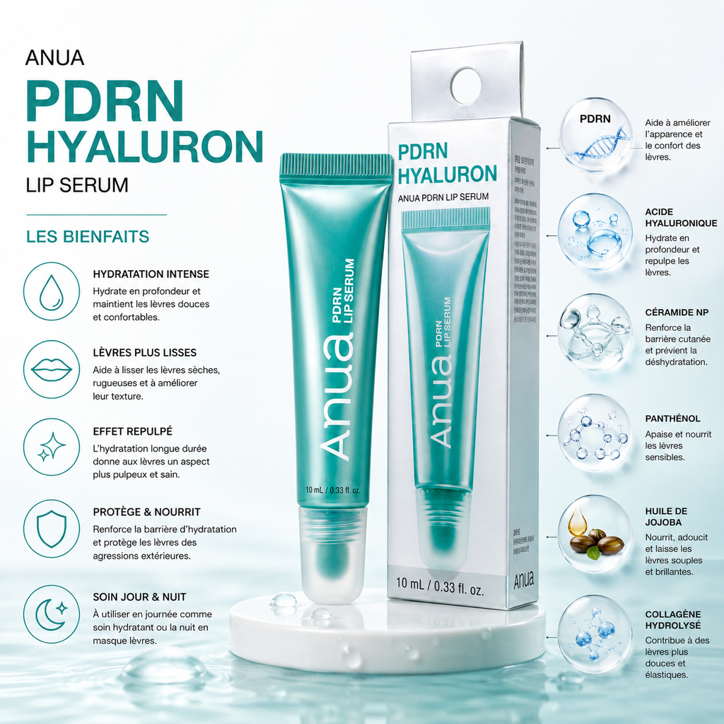 ANUA PDRN Hyaluron Lip Serum – Sérum Hydratant Lèvres au PDRN &amp; Acide Hyaluronique – 10 ml