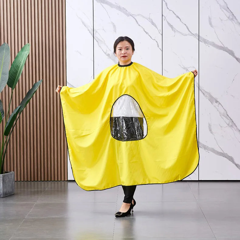 Cape de Coiffeur Professionnelle Imperméable avec Fenêtre de Visualisation pour Téléphone