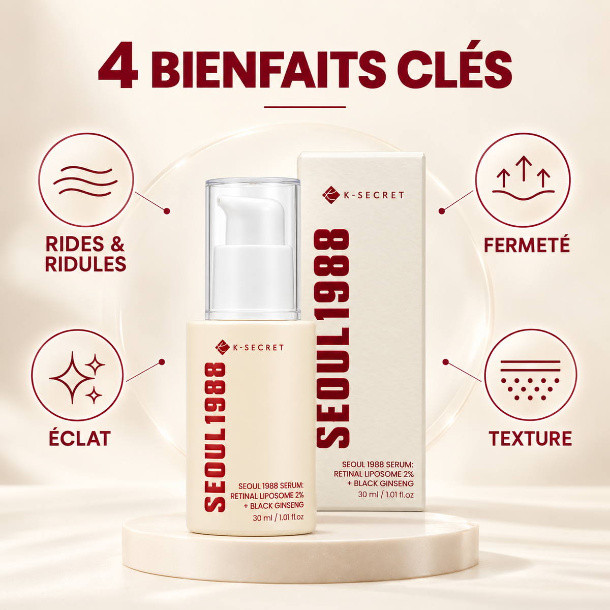 K-SECRET Seoul 1988 Serum – Retinal Liposome 2% + Black Ginseng – 30 ml