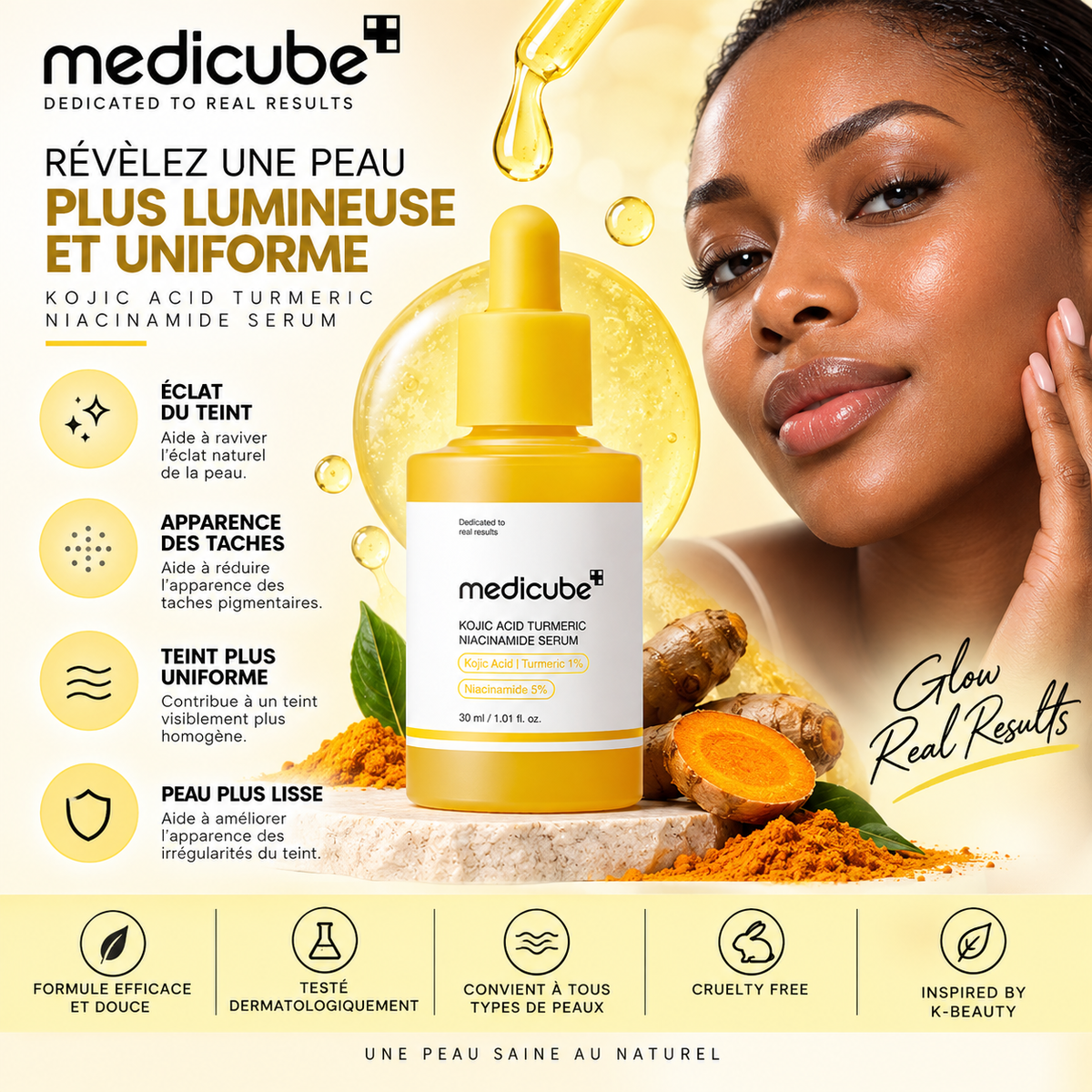 Medicube Kojic Acid Turmeric Niacinamide Serum – Sérum Éclat & Anti-Taches – 30 ml