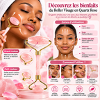 Roller Visage Double Embout en Quartz Rose – Rouleau de Massage Facial