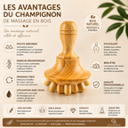 Champignon de Massage en Bois à Manche Long &amp; Picots Arrondis – Madérothérapie Corps