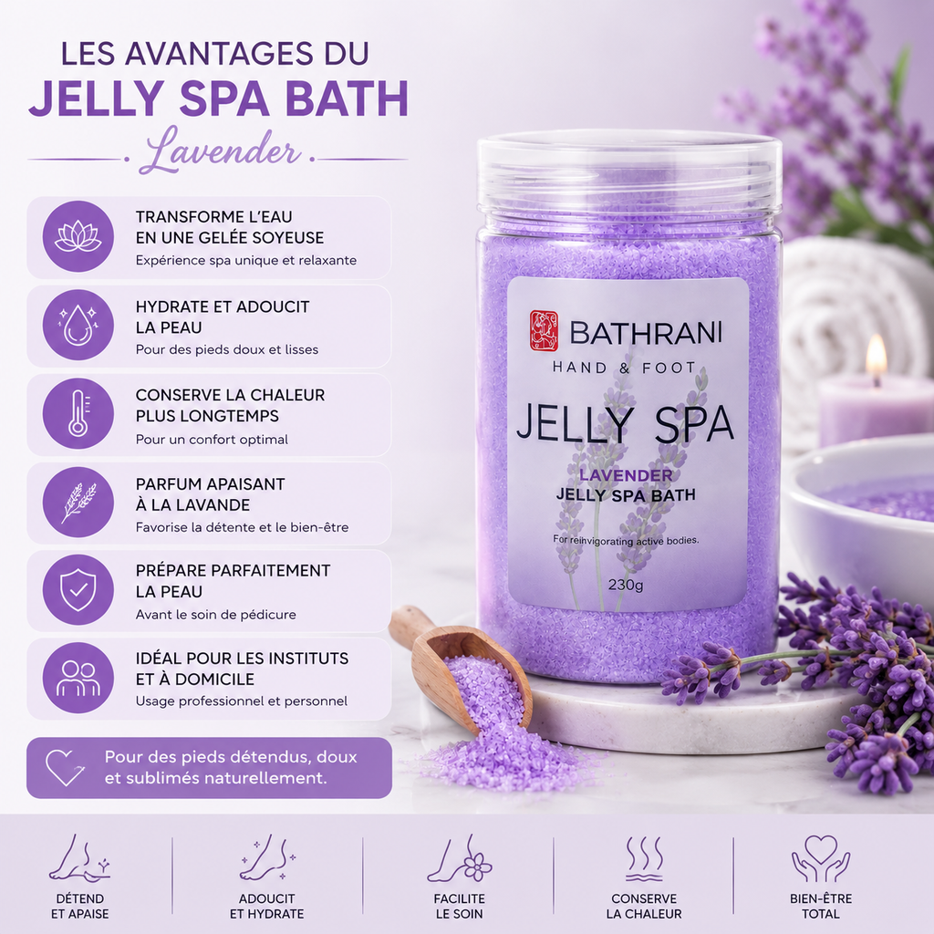 Bathrani Jelly Spa Bath Lavender – Bain de Pieds En Gelée À La Lavande 230 g