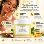 NATURIUM The Glow Getter Multi-Oil Body Butter – Beurre Corporel Nourrissant & Hydratant aux Huiles Végétales – 232 ml
