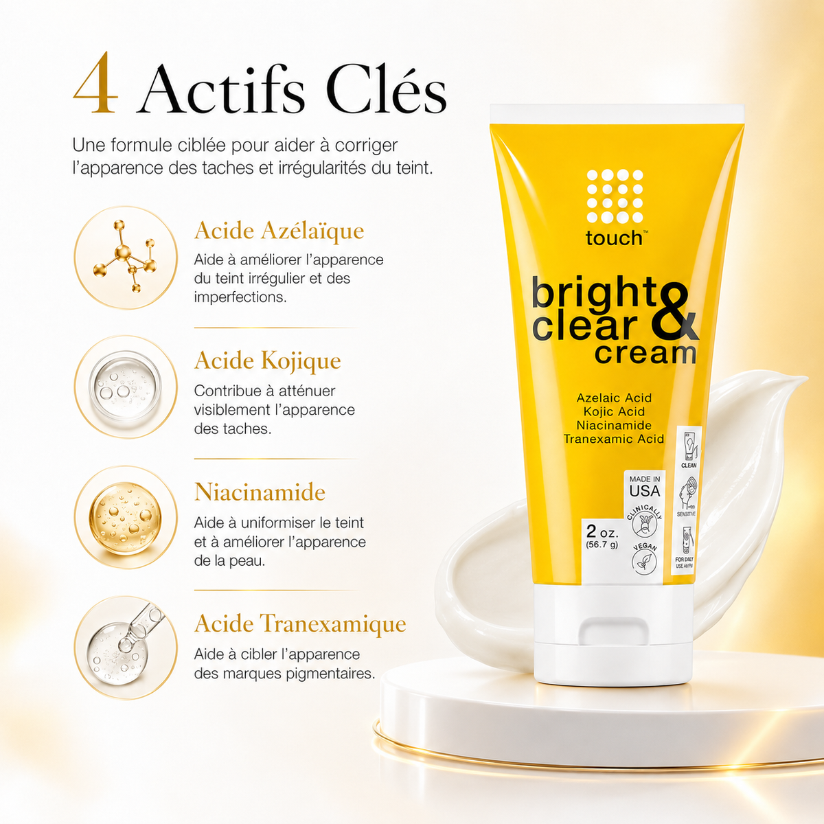 Touch Bright & Clear Cream 56,7 g – Crème Correctrice Anti-Imperfections & Taches Visage