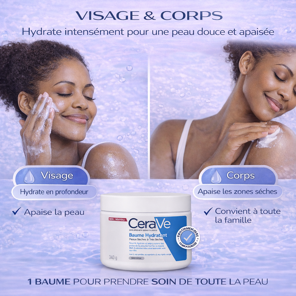 CeraVe Baume Hydratant Visage & Corps – Hydratation Intense Peaux Sèches à Très Sèches 454g