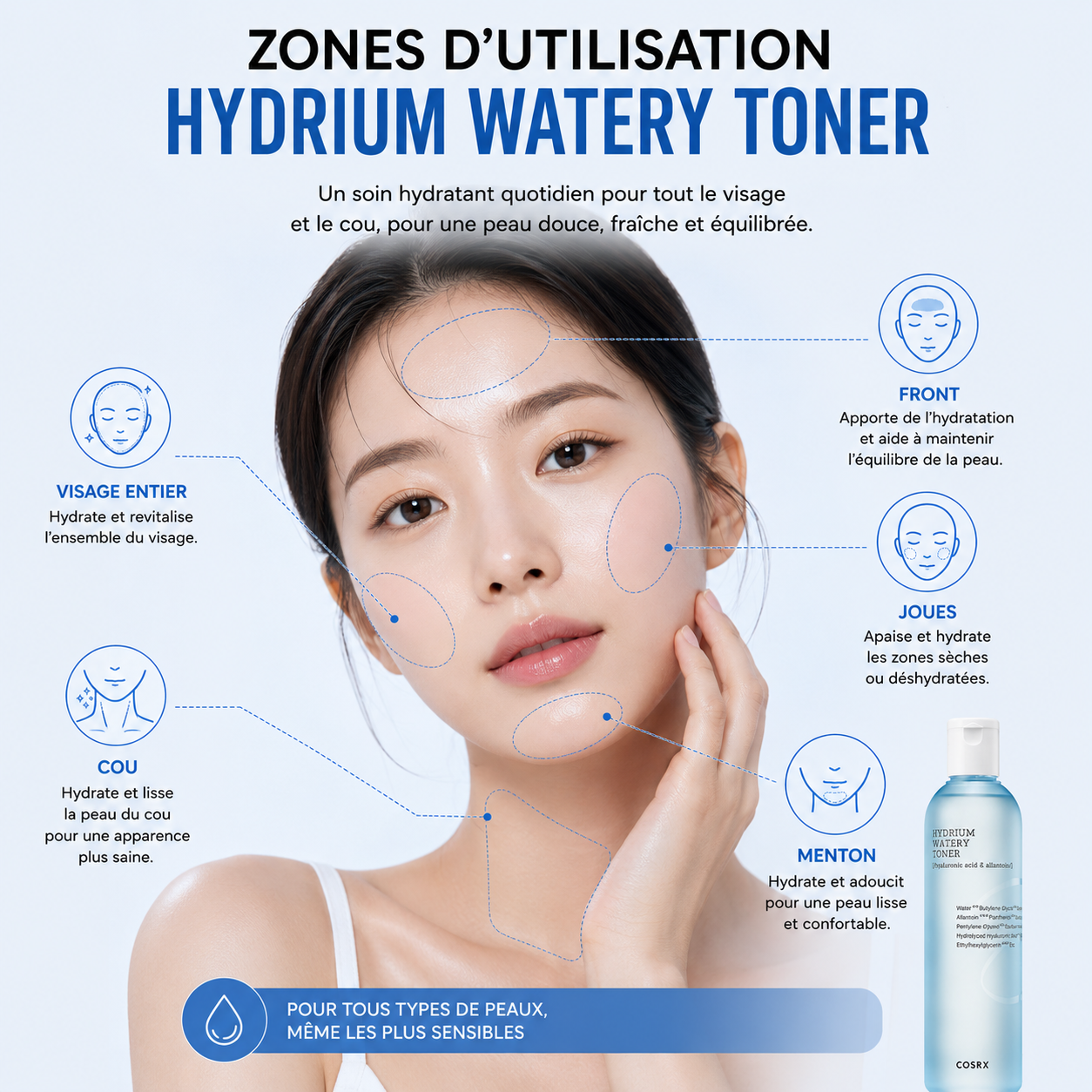 COSRX Hydrium Watery Toner – Toner Hydratant Intensif 150ml
