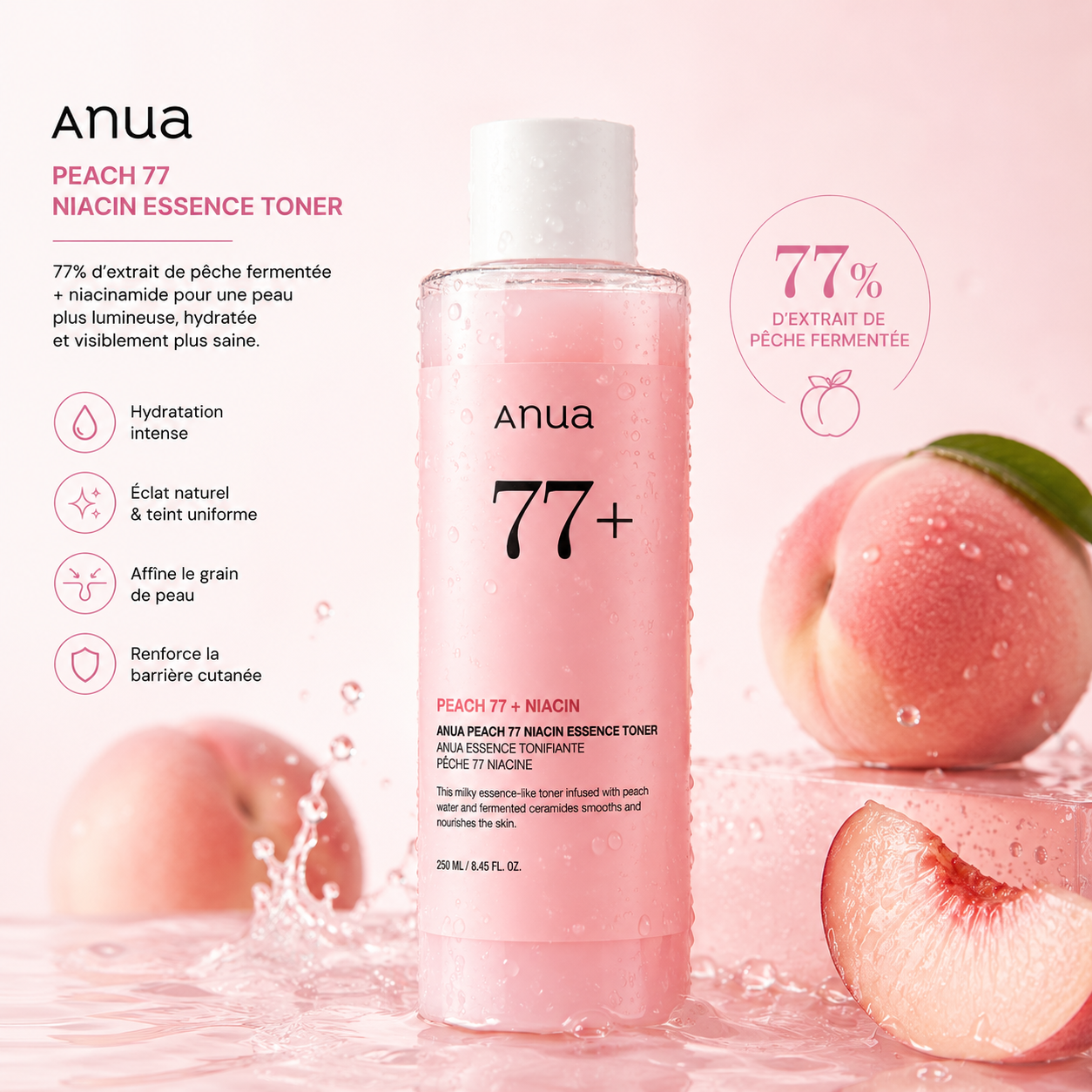 ANUA Peach 77 Niacin Essence Toner – Toner Essence Éclat & Hydratation Intense