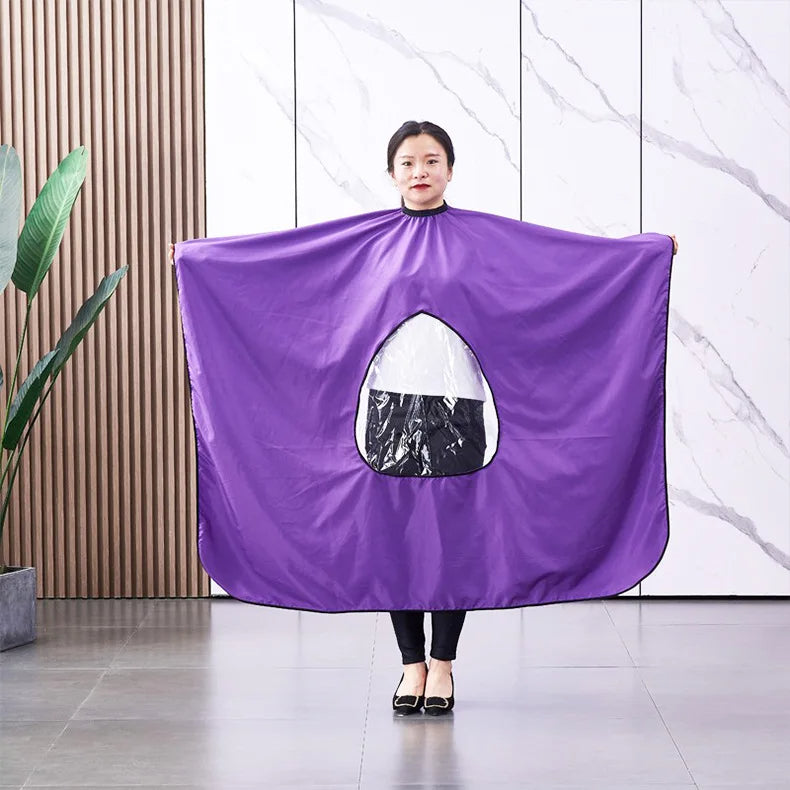 Cape de Coiffeur Professionnelle Imperméable avec Fenêtre de Visualisation pour Téléphone