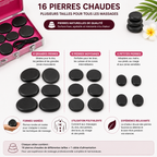 Kit de 16 Pierres Chaudes avec Valise Chauffante Électrique – Massage Spa