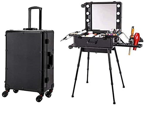 Valise Studio Make-up Trolley - Table de maquillage Professionnel avec Ampoules