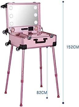 Valise Studio Make-up Trolley - Table de maquillage Professionnel avec Ampoules