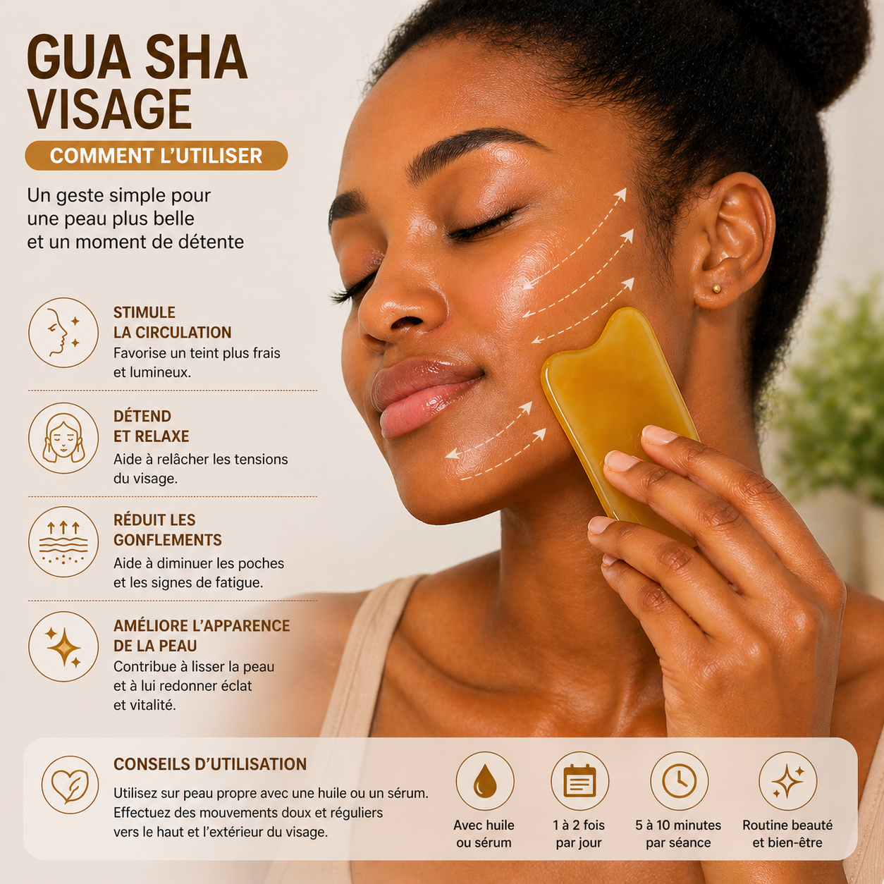 Gua Sha Visage en Résine – Outil de Massage & Réflexologie – Anti-Stress, Peau Lisse & Éclat Naturel