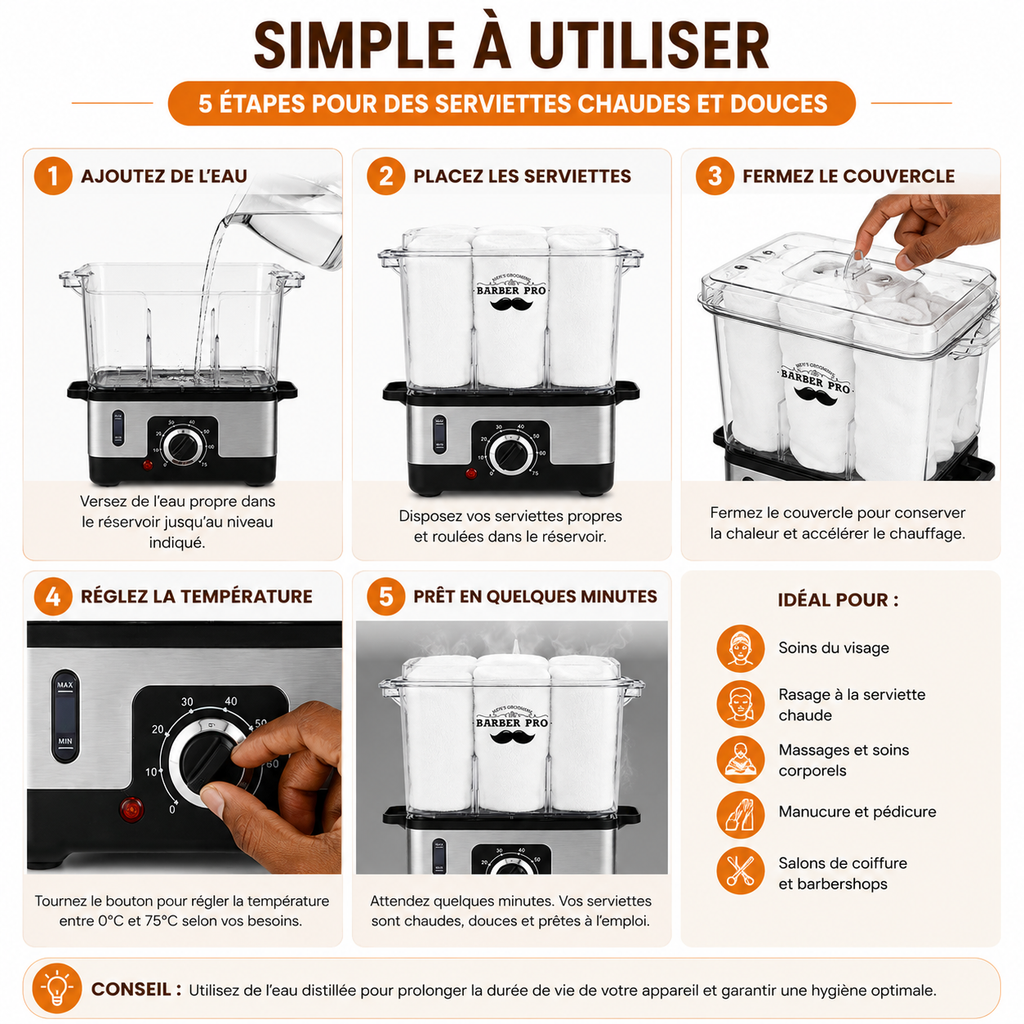 Chauffe-Serviettes Professionnel Spa & Institut – Stérilisateur de Serviettes Chaudes 18L avec Température Réglable