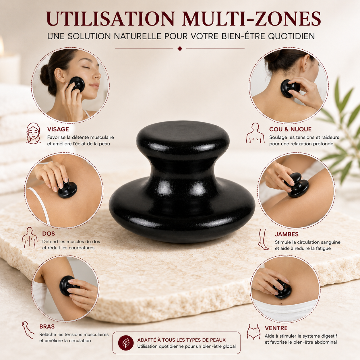 Pierre de Massage Champignon Professionnelle (Mushroom Massage Stone)