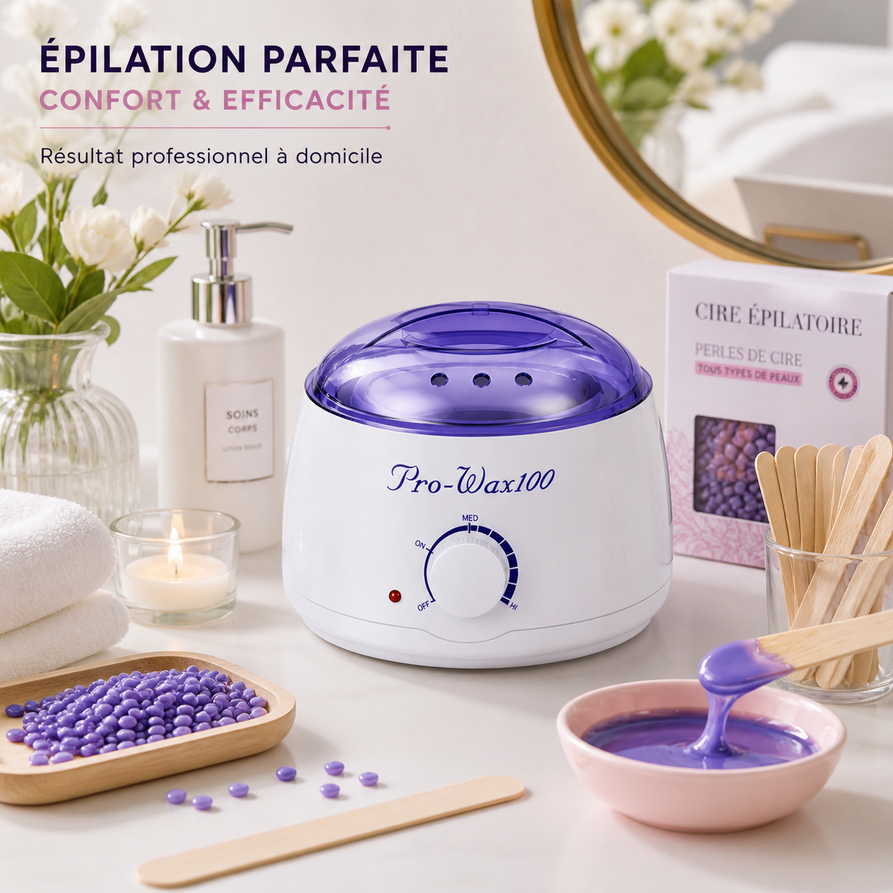 Chauffe-Cire Professionnel 100W – Pot Épilatoire Électrique (Blanc, Rose, Bleu)